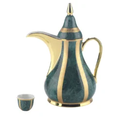 Set di thermos Dallah verde e 6 tazze Finjan