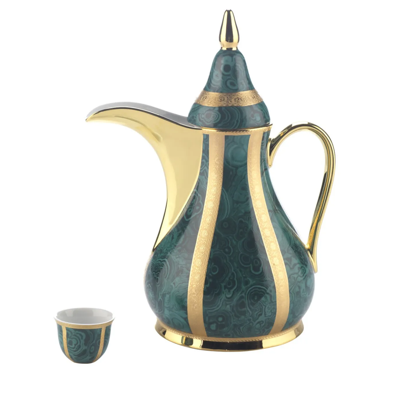 Set di thermos Dallah verde e 6 tazze Finjan