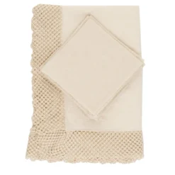 Set di tovaglie e tovaglioli in lino con macramè