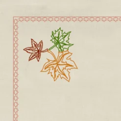 Set di 4 tovagliette Acero in lino beige con ricamo