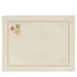Set di 4 tovagliette Acero in lino beige con ricamo