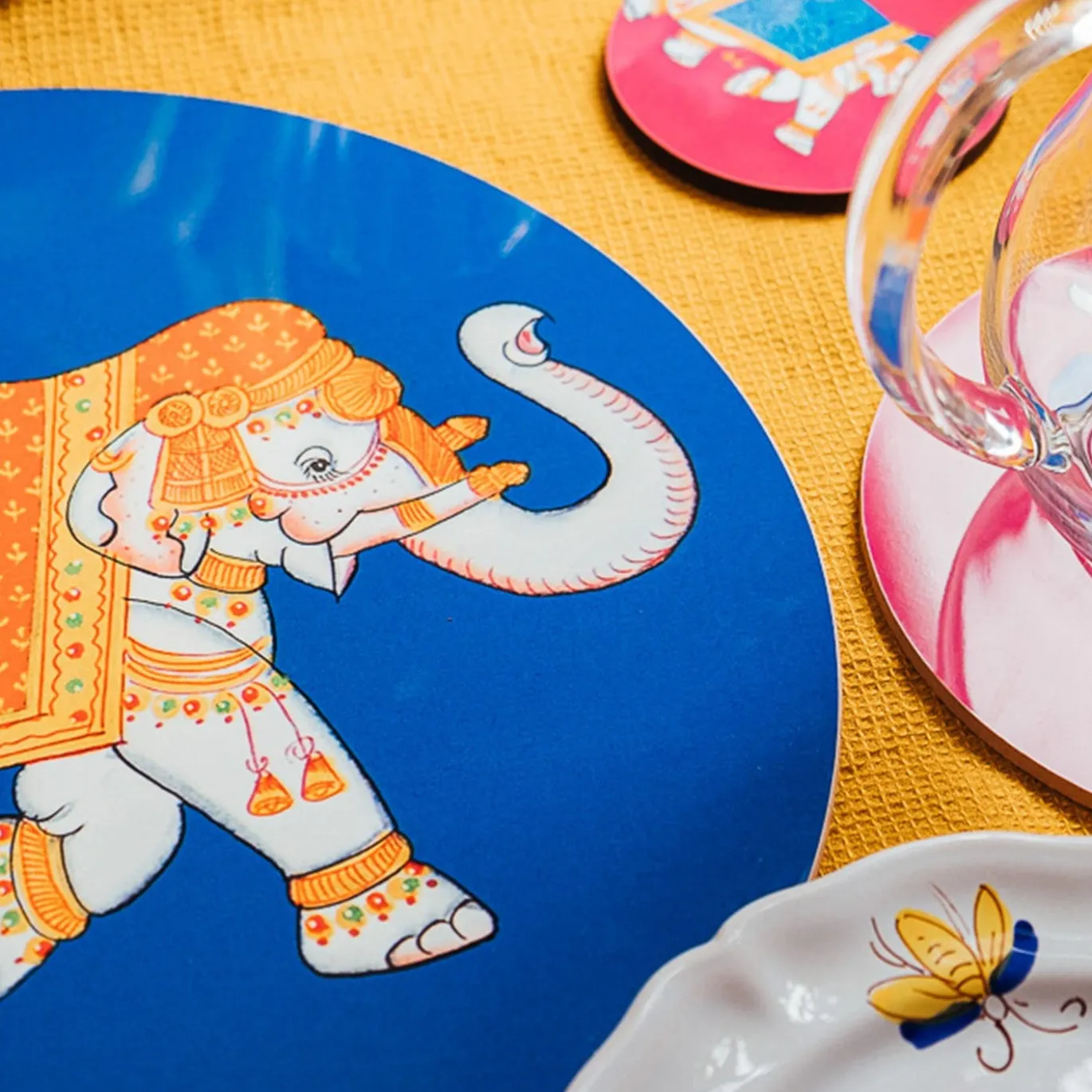 Set di 2 tovagliette blu Elephant