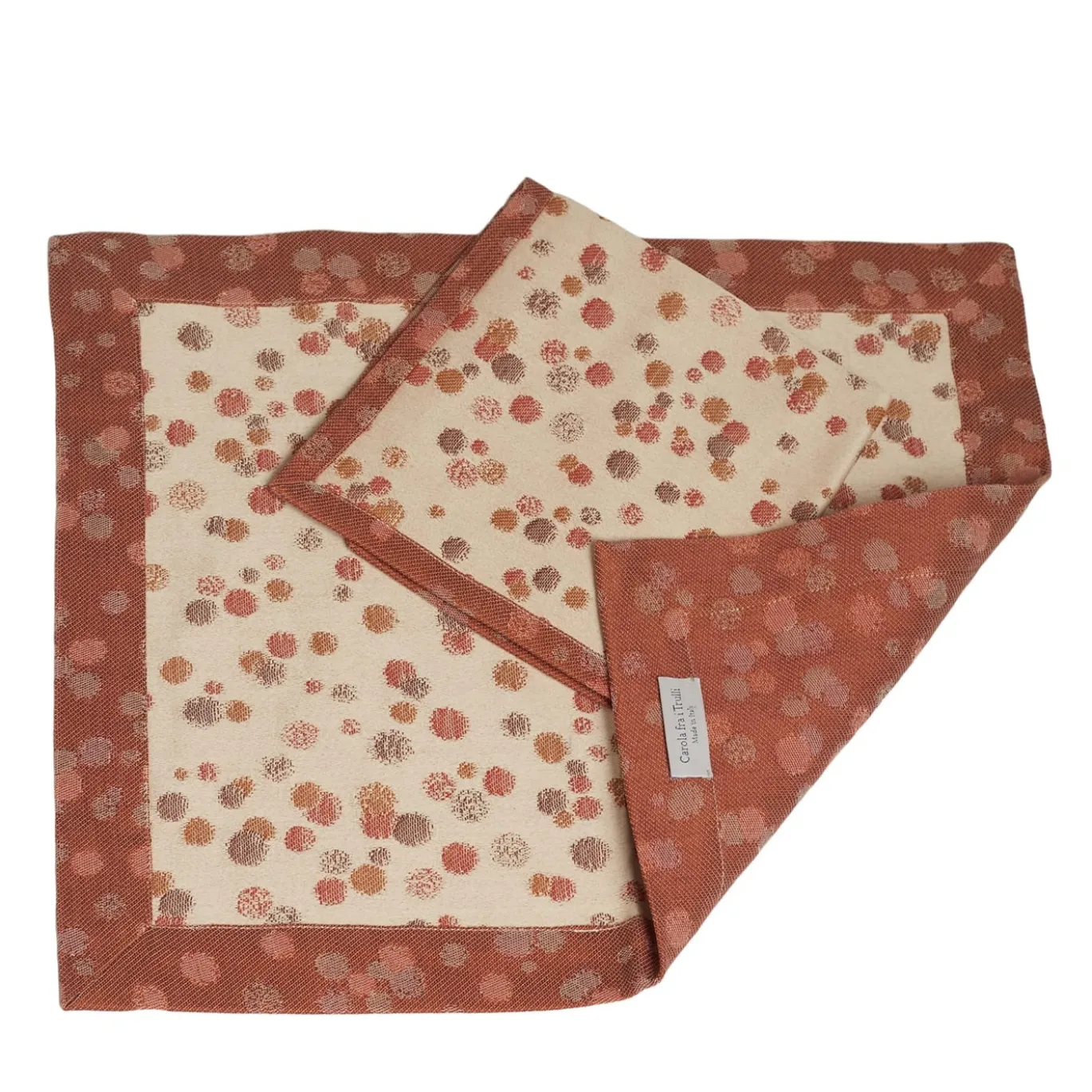 Set di 2 tovagliette caramello e marrone con tovaglioli