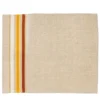 Set di 3 tovagliette classiche in lino grezzo beige con strisce arancioni