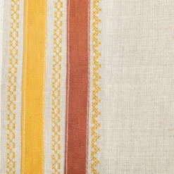 Set di 3 tovagliette classiche in lino grezzo beige con strisce arancioni