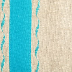 Set di 3 tovagliette classiche in lino grezzo beige con striscia azzurra