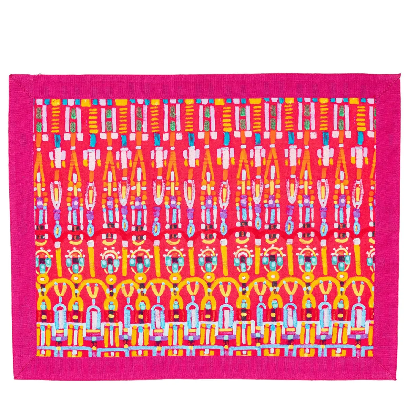 Set di 4 tovagliette Colores Cornice in cotone fucsia