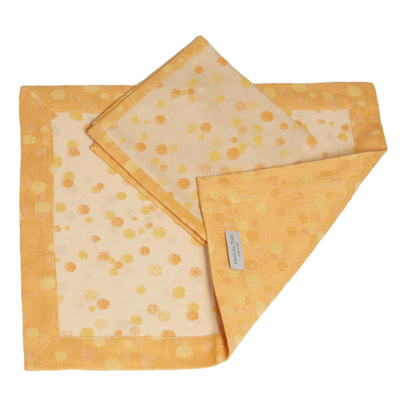 Set di 2 tovagliette crema e gialle con tovaglioli
