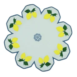 Set di 2 tovagliette di servizio Limoni Multicolor a forma di fiore di colore azzurro pallido