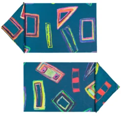 Set di 2 tovagliette e tovaglioli Space Shapes in blu