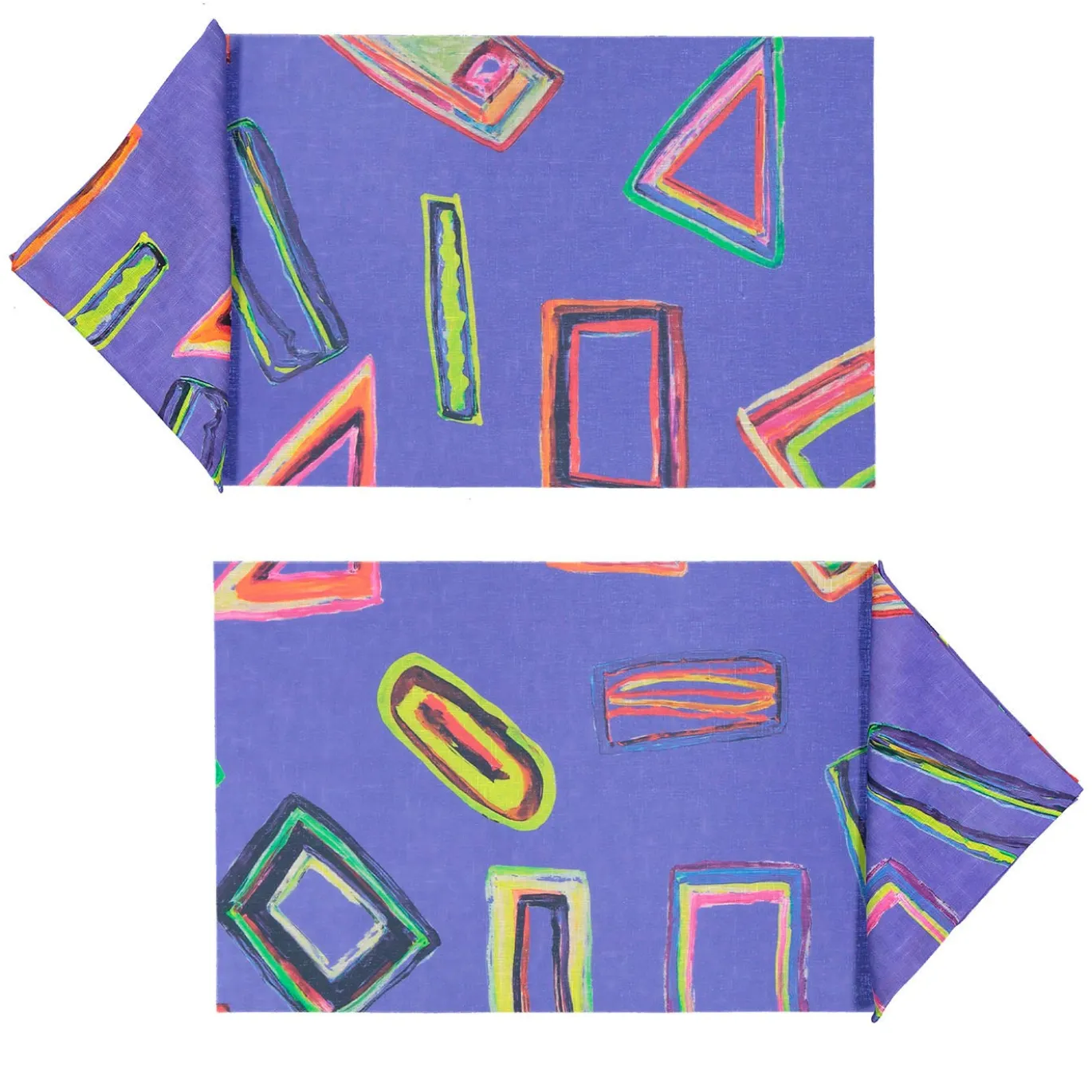 Set di 2 tovagliette e tovaglioli Space Shapes viola