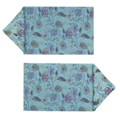 Set di 2 tovagliette e tovaglioli rettangolari rivestiti di azzurro Bouquet
