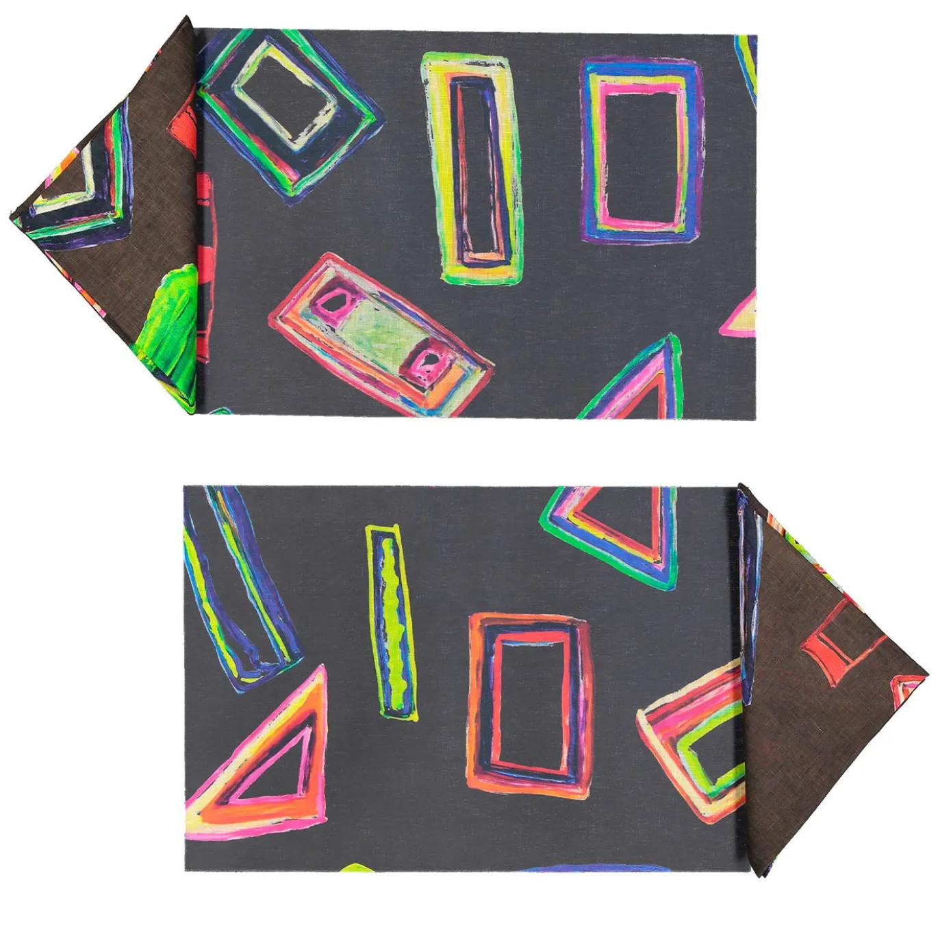 Set di 2 tovagliette e tovaglioli Space Shapes in nero