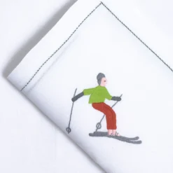 Set di tovagliette e tovaglioli ricamati a mano Ski #2