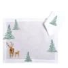 Set di tovagliette e tovaglioli rettangolari in lino con animali di montagna
