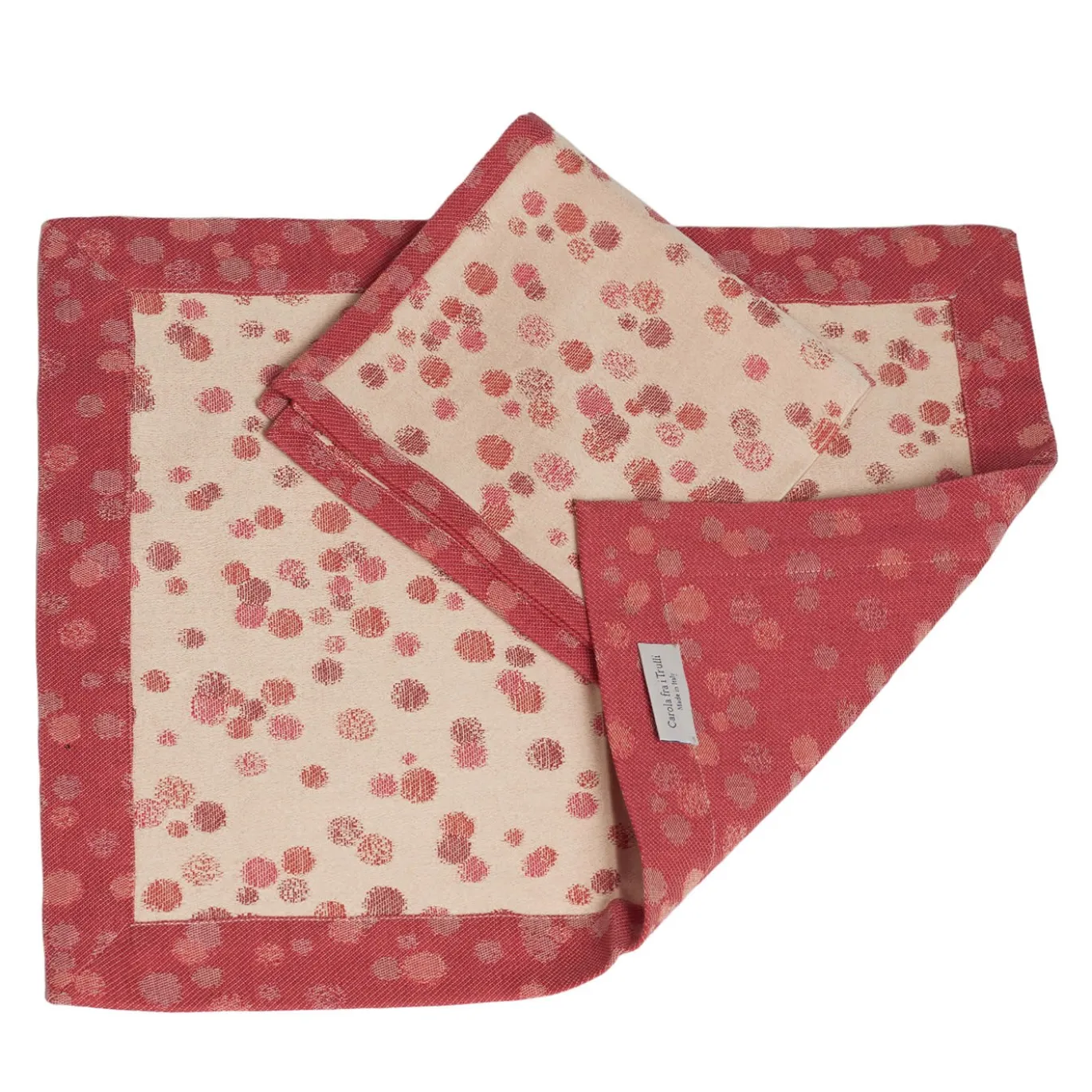 Set di 2 tovagliette fucsia e rosse con tovaglioli