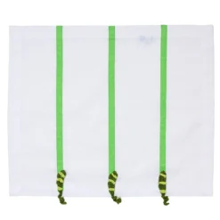 Set di 4 tovagliette in lino bianco e verde con bacelli all'uncinetto
