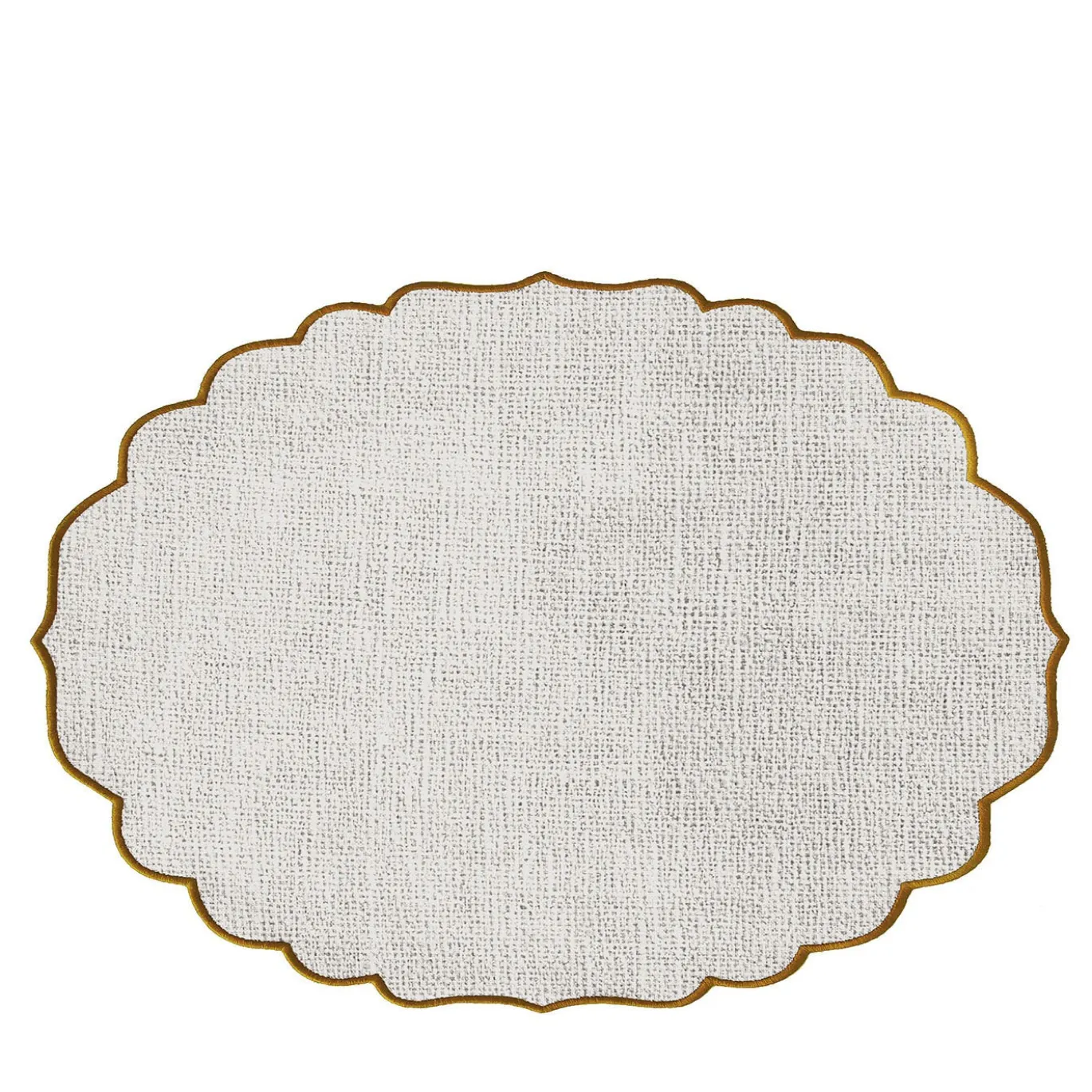 Set di 4 Tovagliette in Lino Cerato Beige a Righe con bordatura in bronzo