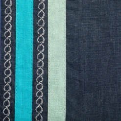 Set di 3 tovagliette in lino grezzo blu con righe azzurre