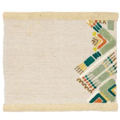 Set di 2 tovagliette in lino grezzo beige con bordo in lana #2