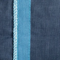 Set di 3 tovagliette in lino grezzo blu con striscia azzurra