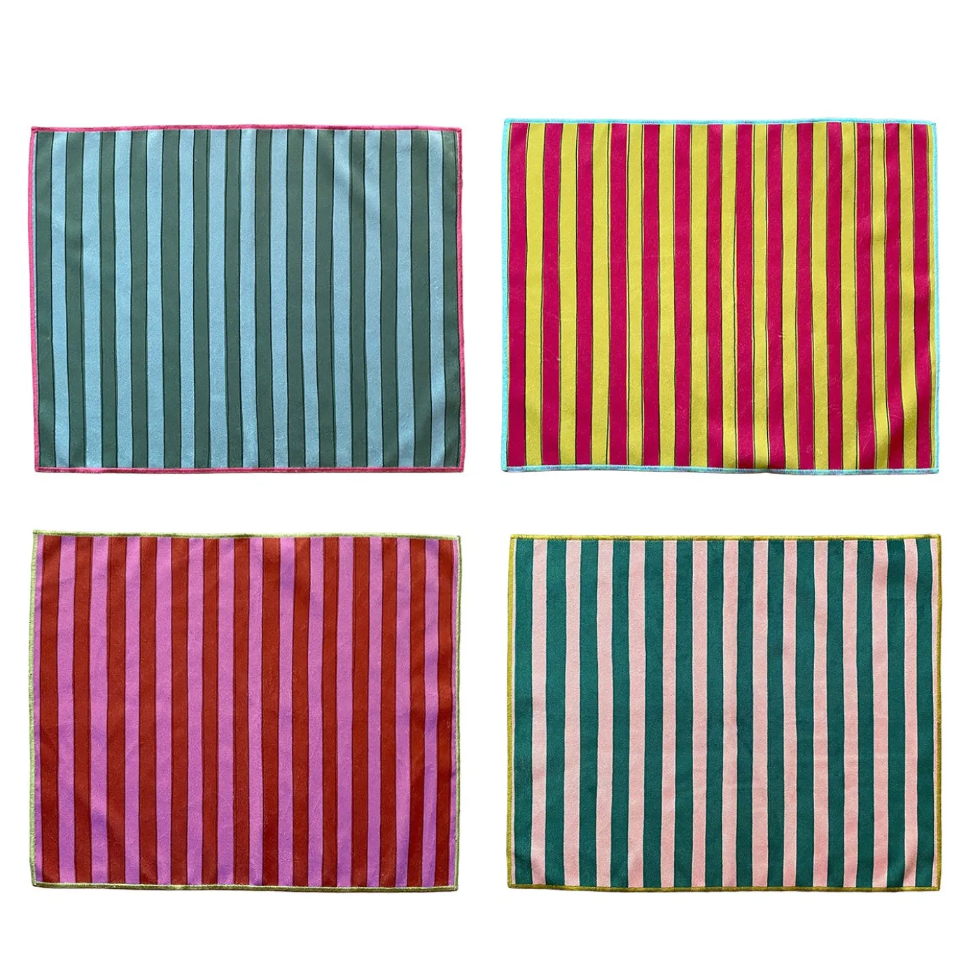 Set di 4 Tovagliette Multicolore a Righe