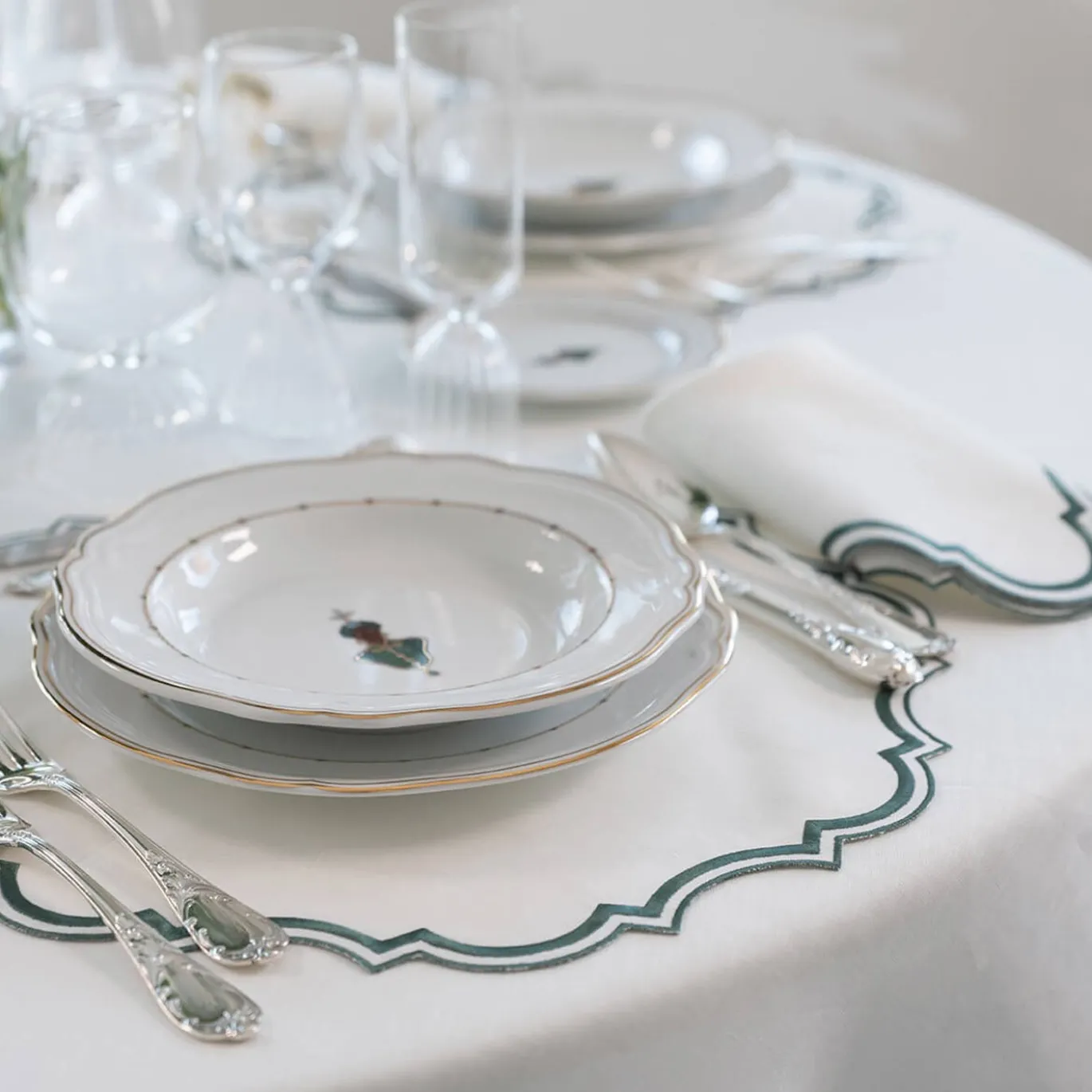 Set di 2 Tovagliette Ovali Bianche Oriente