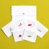 Set di 6 tovagliette per bevande in lino ricamate a mano Candy