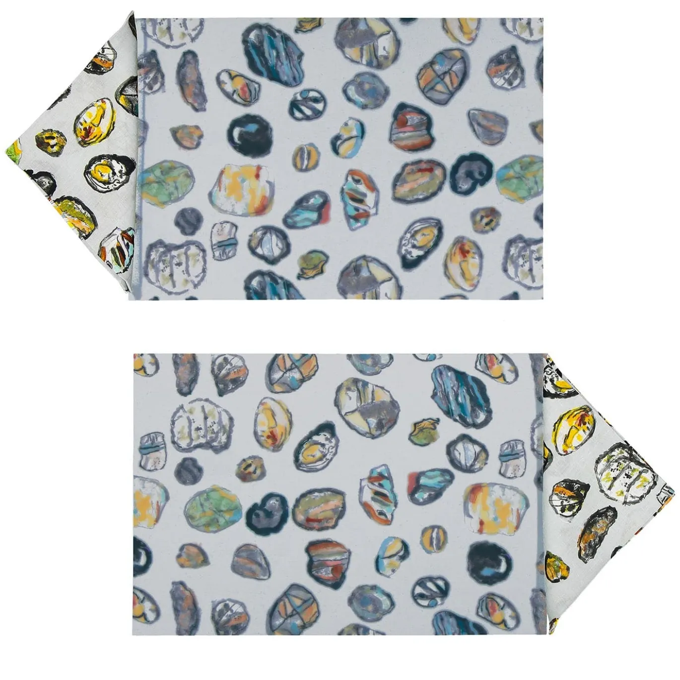 Set di 2 tovagliette policrome + 2 tovaglioli Pebbles
