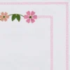 Set di 4 Tovagliette Ricamate Margherita Rosa In Lino