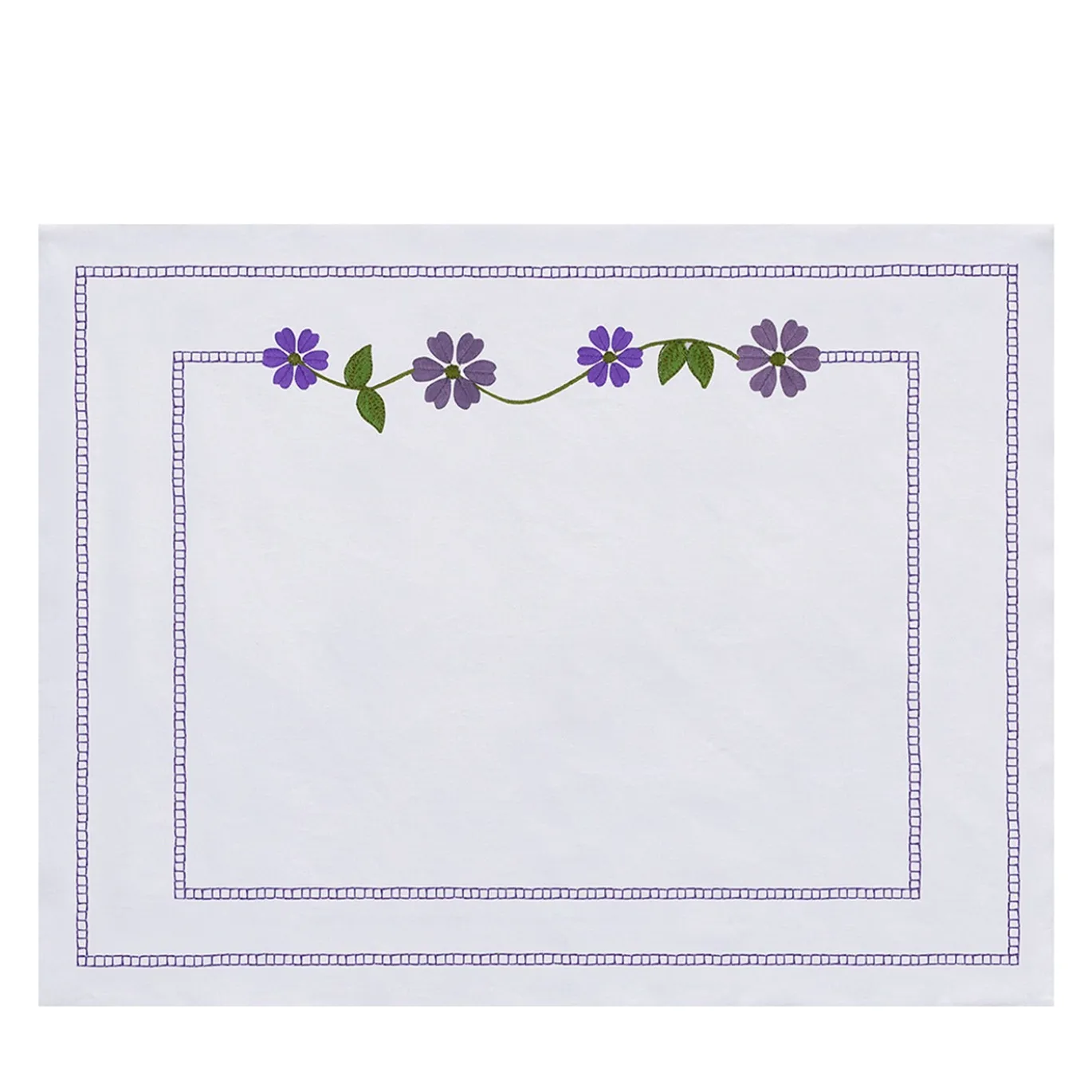 Set di 4 tovagliette ricamate Margherita Viola in lino