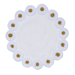 Set di 2 tovagliette rotonde grandi all'uncinetto in cotone bianco