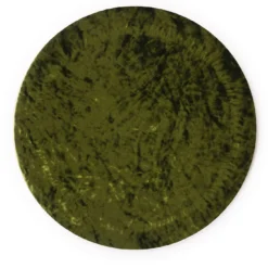 Set di 4 Tovagliette Rotonde in Velluto Verde con Supporto in Sughero