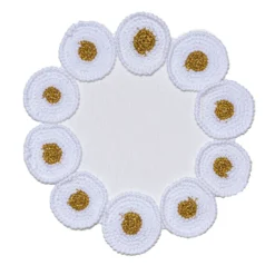 Set di 2 tovagliette rotonde piccole all'uncinetto in cotone bianco