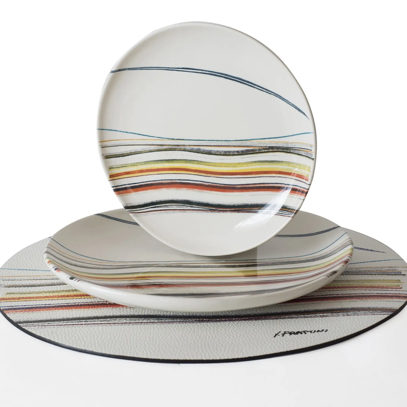 Set di 4 tovagliette rotonde Rainbow in pelle