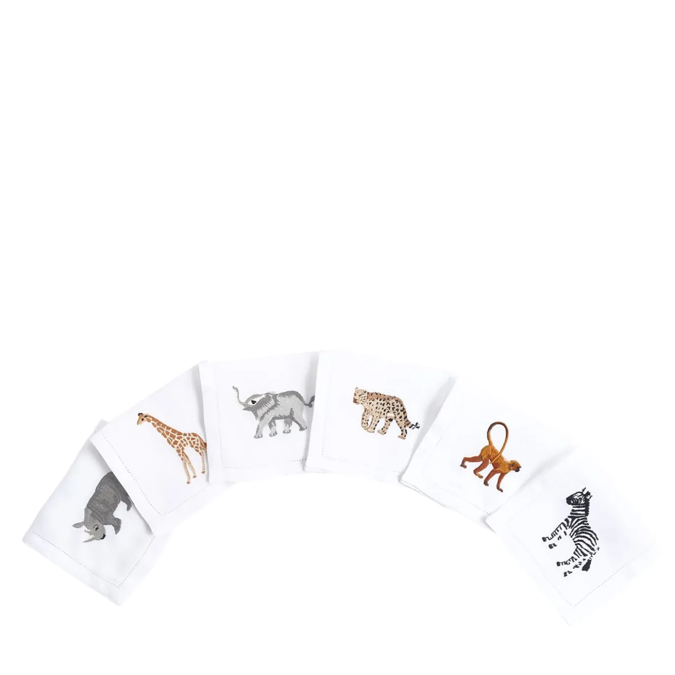 Set di 6 tovagliette Savanna ricamate a mano in lino per bere