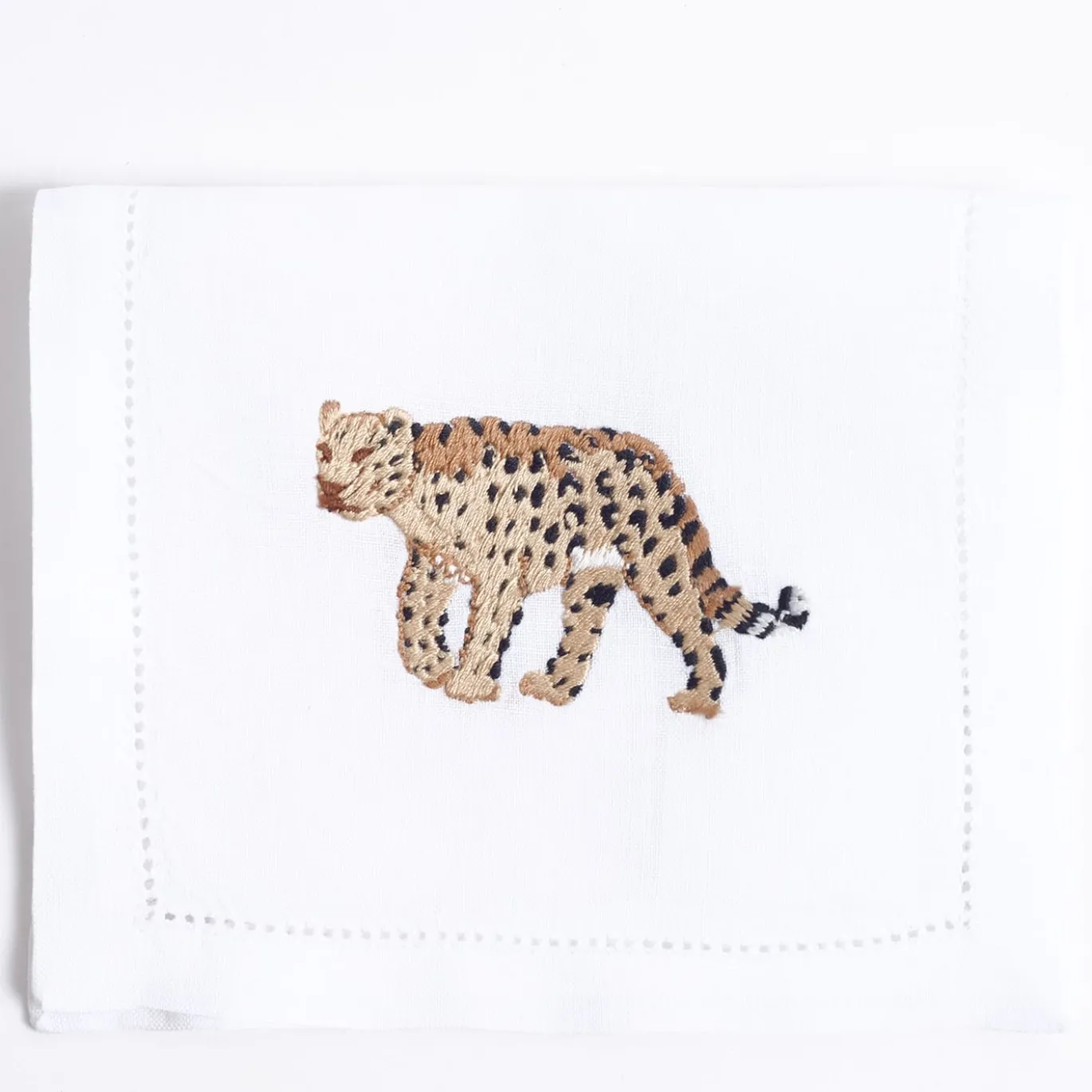 Set di 6 tovagliette Savanna ricamate a mano in lino per bere