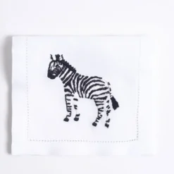 Set di 6 tovagliette Savanna ricamate a mano in lino per bere