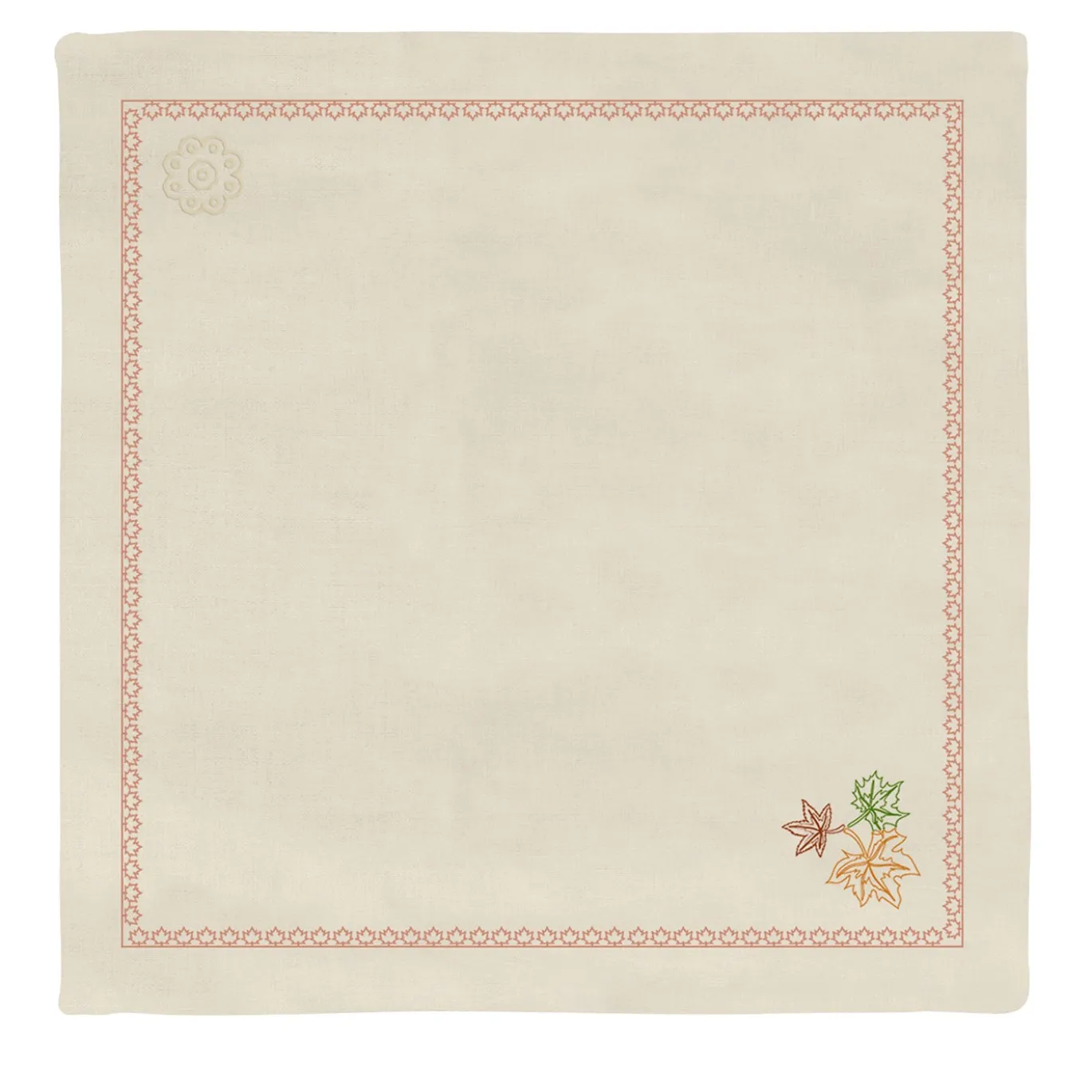 Set di 4 tovaglioli Acero in lino beige con ricamo