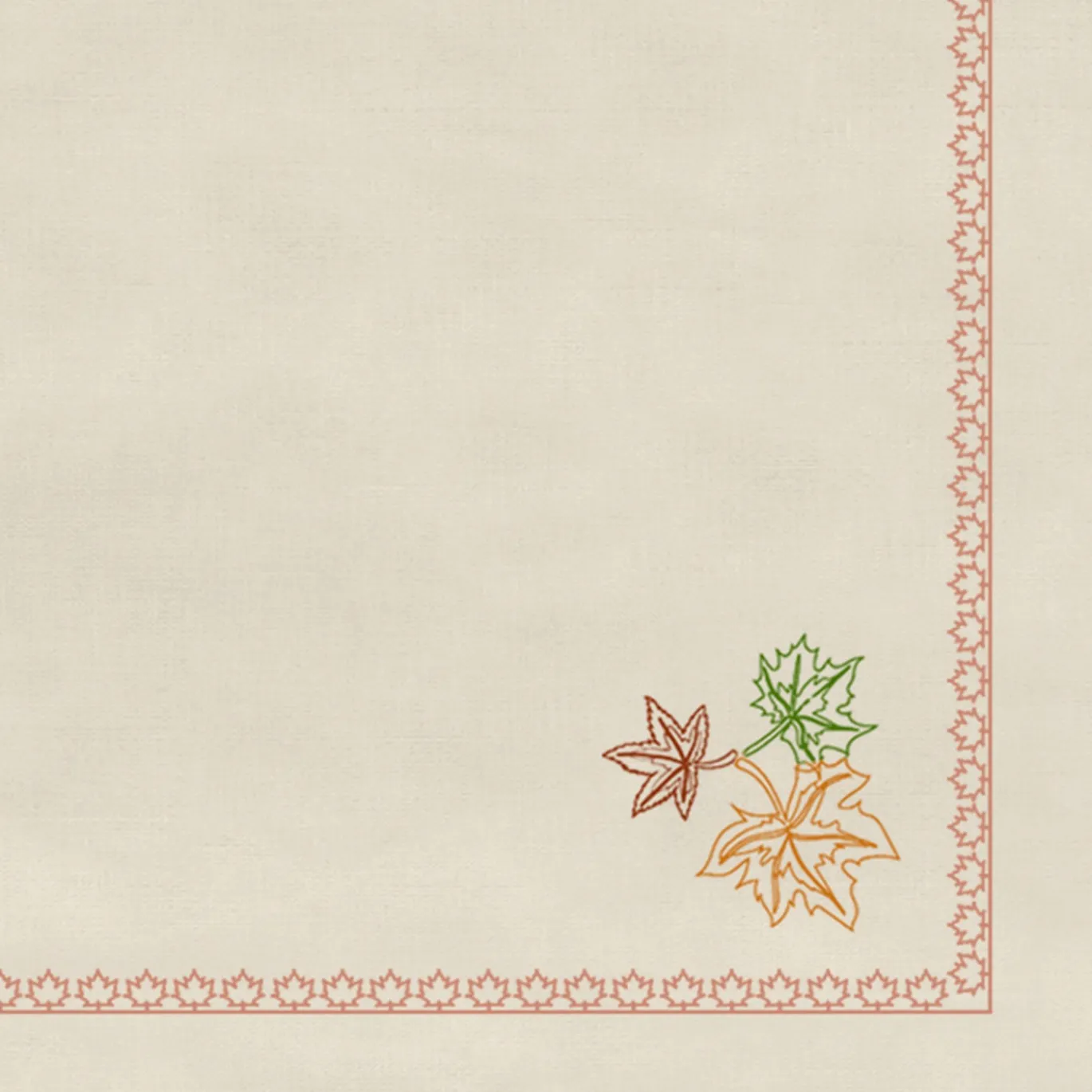 Set di 4 tovaglioli Acero in lino beige con ricamo