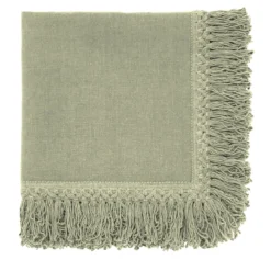 Set di 4 tovaglioli alla menta con frange lunghe