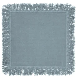 Set di 4 tovaglioli azzurri con frange lunghe