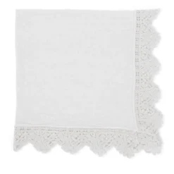 Set di 4 tovaglioli bianchi con pizzo siciliano