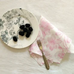 Set di 6 tovaglioli bianchi e rosa Marie Antoinette