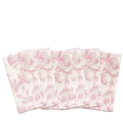 Set di 6 tovaglioli bianchi e rosa Marie Antoinette