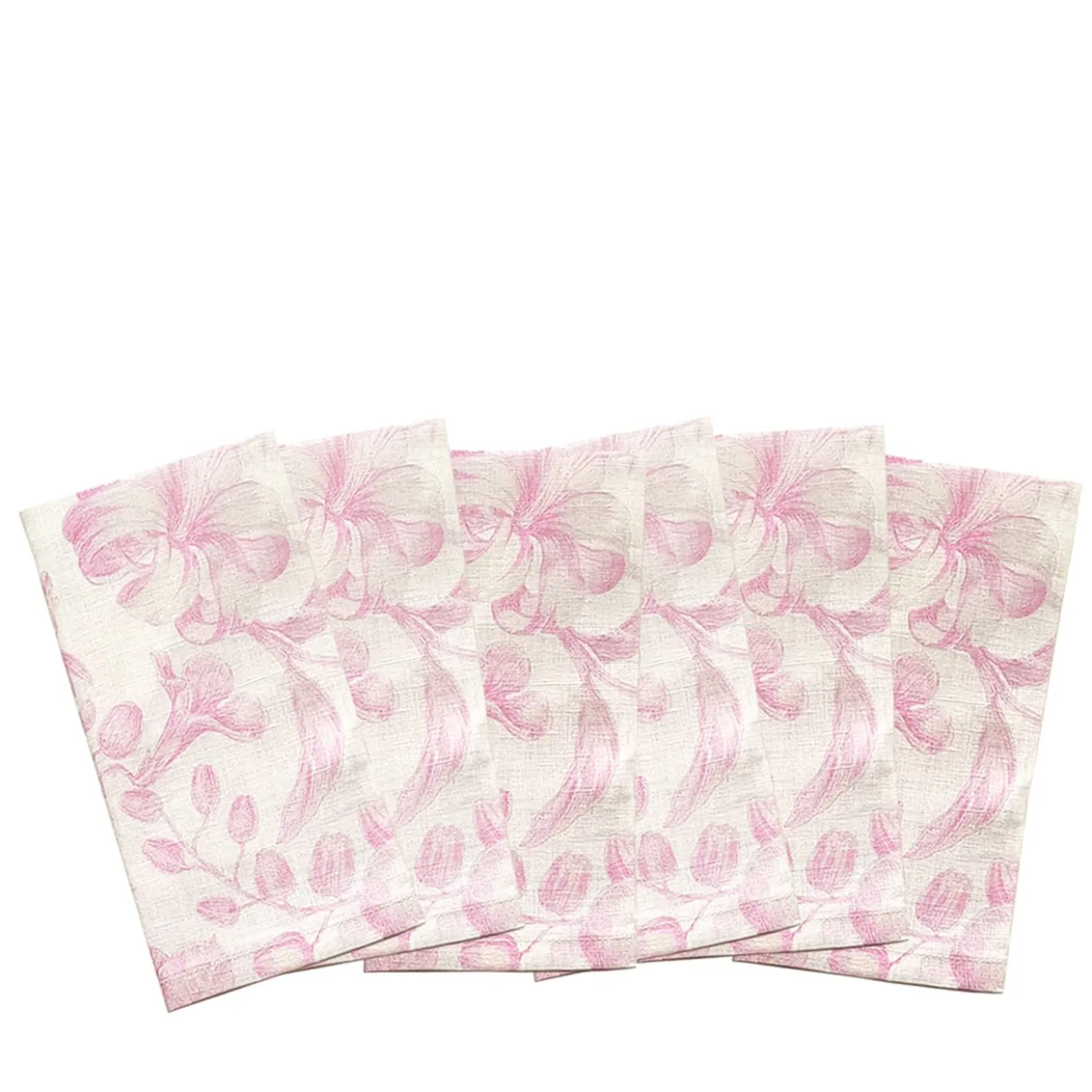 Set di 6 tovaglioli bianchi e rosa Marie Antoinette