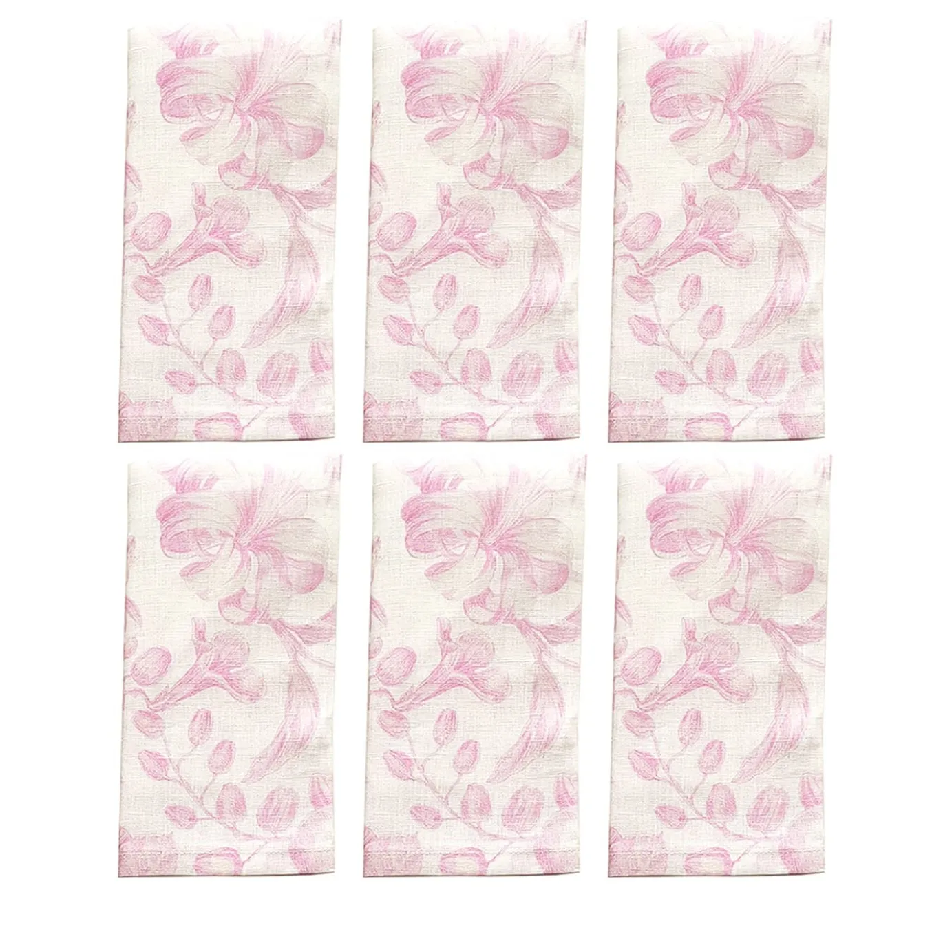 Set di 6 tovaglioli bianchi e rosa Marie Antoinette