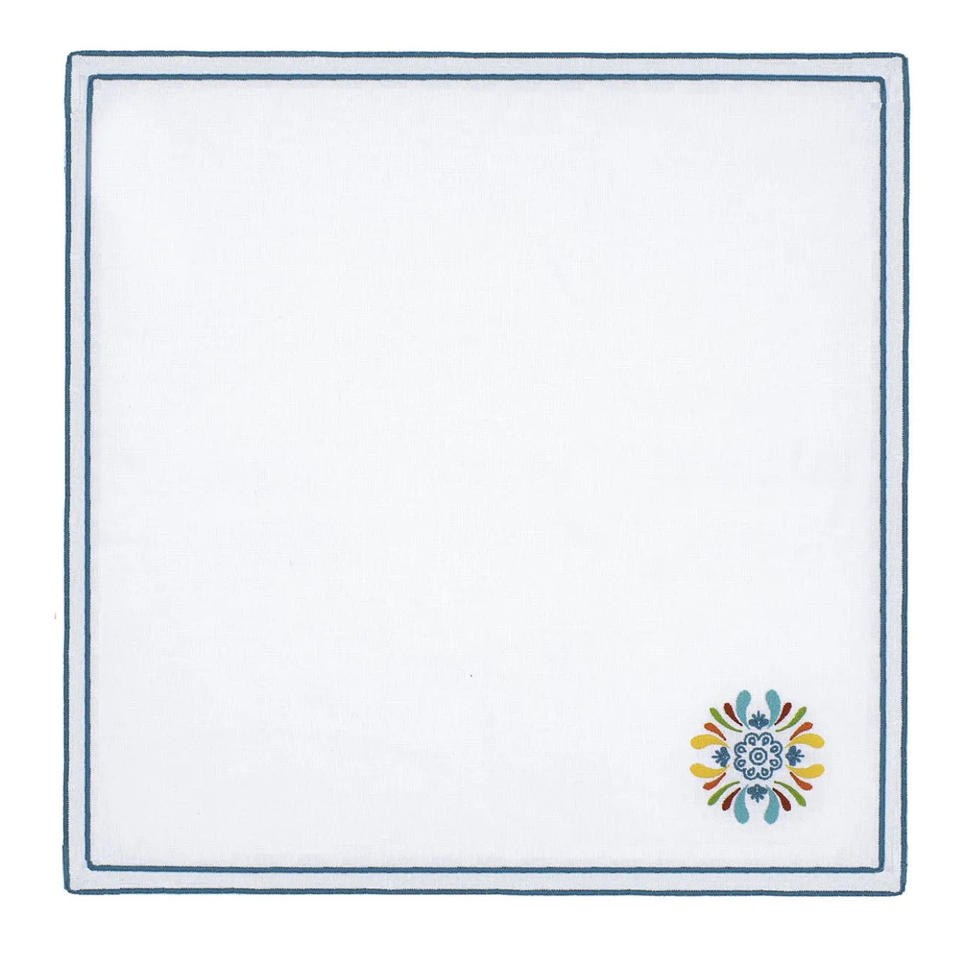 Set di 6 tovaglioli bianchi ricamati Maiolica Multicolor