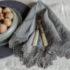 Set di 4 tovaglioli carbone con pizzo siciliano
