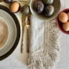 Set di 4 tovaglioli con frange color crema